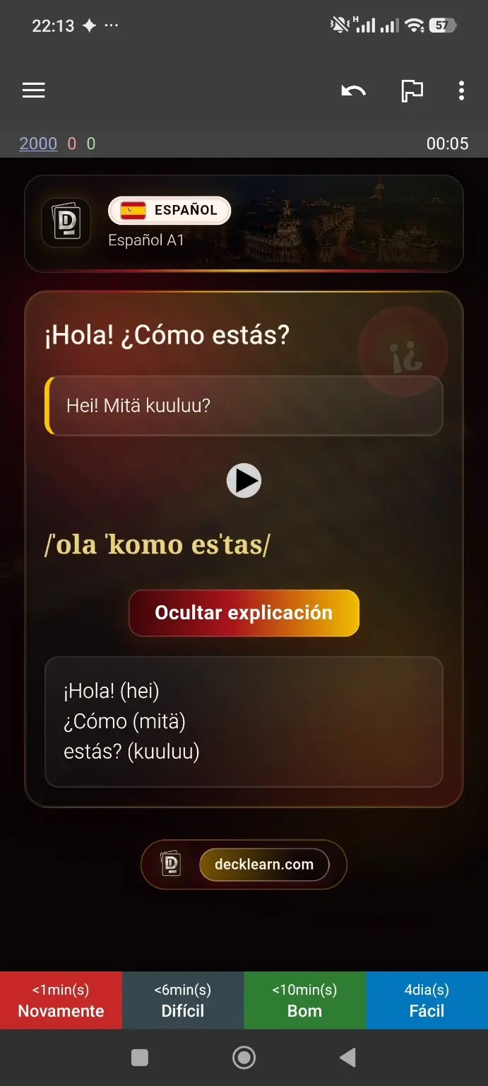 Espanjan A1-kortin selitys